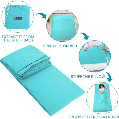  ASOOX Sleeping Bag Liner Premium Comfortable Camping Sheet Sleeping Bag Sack Travel Sack Lightweight Compact Travel Sheets for Hotel Travel Backpacking Hiking with Storage Bag