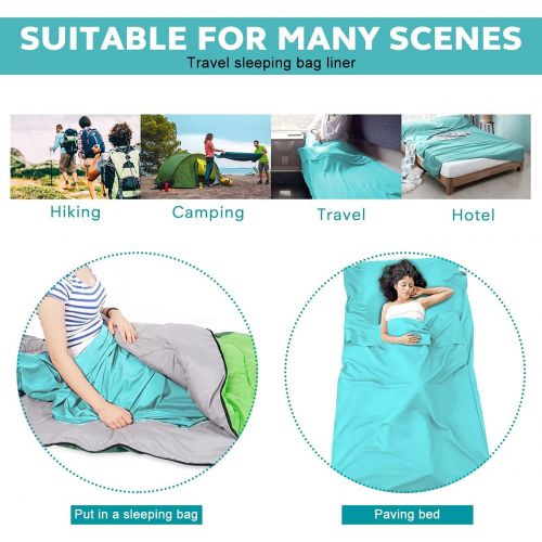  ASOOX Sleeping Bag Liner Premium Comfortable Camping Sheet Sleeping Bag Sack Travel Sack Lightweight Compact Travel Sheets for Hotel Travel Backpacking Hiking with Storage Bag