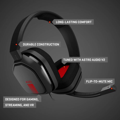  ASTRO Gaming A10 Wired Gaming Headset, Lightweight and Damage Resistant, ASTRO Audio, 3.5 mm Audio Jack, for Xbox Series XS, Xbox One, PS5, PS4, Nintendo Switch, PC, Mac- Black