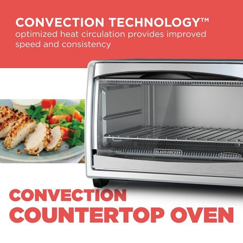  BLACK+DECKER TO1675B 6-Slice Convection Countertop Toaster Oven, Includes Bake Pan, Broil Rack & Toasting Rack, Stainless SteelBlack Convection Toaster Oven