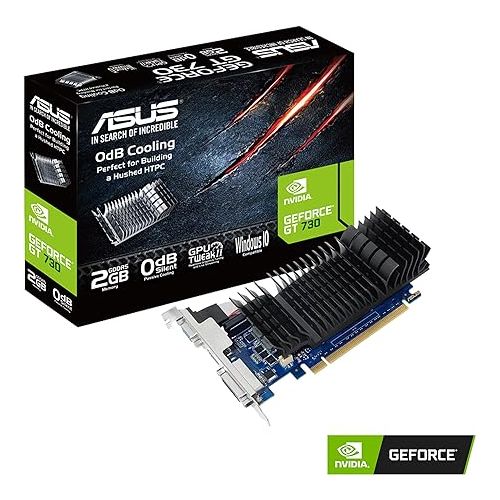 아수스 ASUS GeForce GT 730 2GB GDDR5 Low Profile Graphics Card for Silent HTPC Builds (with I/O Port Brackets)