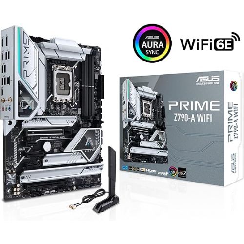 아수스 ASUS Prime Z790-A WiFi 6E LGA 1700(Intel 14th,13th&12th) ATX Motherboard (16+1 DrMOS, PCIe 5.0,DDR5,4X M.2 Slots,2.5 Gb LAN,USB 3.2 Gen 2 Front Panel Type-C, Thunderbolt 4/USB4, DP)