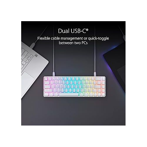 아수스 ASUS ROG Falchion Ace 65% RGB Compact Gaming Mechanical Keyboard, Lubed ROG NX Brown Switches & Switch Stabilizers, Sound-Dampening Foam, PBT Keycaps, Wired with KVM, Three Angles, Cover Case-Black