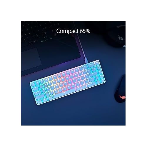 아수스 ASUS ROG Falchion Ace 65% RGB Compact Gaming Mechanical Keyboard, Lubed ROG NX Brown Switches & Switch Stabilizers, Sound-Dampening Foam, PBT Keycaps, Wired with KVM, Three Angles, Cover Case-Black