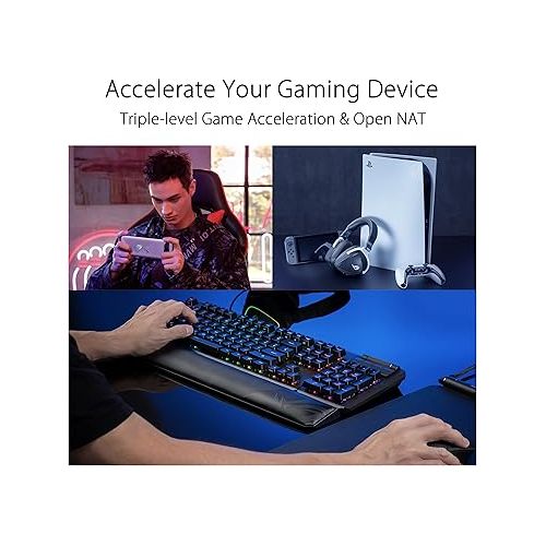 아수스 ASUS ROG Rapture GT6 (2PK) AX10000 Tri-Band WiFi 6 Gaming Mesh System, Covers up to 5,800 sq ft, 2.5 Gbps Port, Triple-Level Game Acceleration, UNII 4, Free Lifetime Internet Security, Black