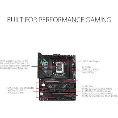 아수스 ASUS ROG Strix Z790-F Gaming WiFi 6E LGA 1700(Intel 14th&13th &12th Gen) ATX gaming motherboard(16 + 1 power stages,DDR5,four M.2 slots, PCIe 5.0,WiFi 6E,USB 3.2 Gen 2x2 Type-C with PD 3.0 up to 30W)