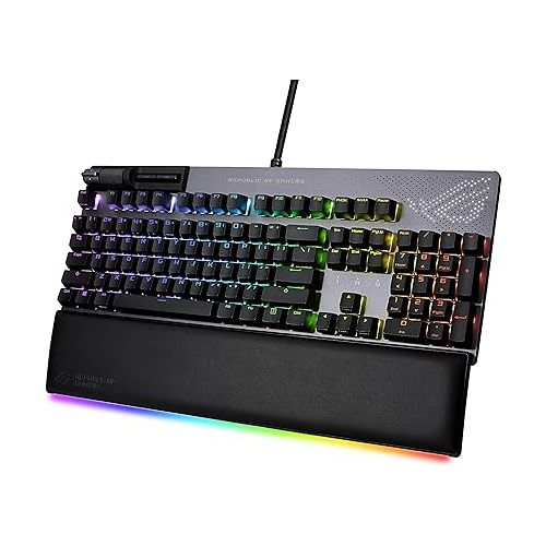 아수스 ASUS ROG Strix Flare II Animate 100% RGB Gaming Keyboard - Hot-swappable, ROG NX Red Linear Switches, Customizable LED Display, PBT Keycaps, Acoustic Dampening Foam, Media Controls, Wrist Rest