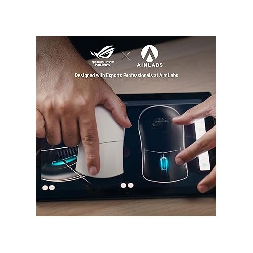 아수스 ASUS ROG Harpe Gaming Wireless Mouse, Ace Aim Lab Edition, 54g Ultra-Lightweight, 36,000 DPI Sensor, 5 Programmable Buttons, Tri-Mode Connectivity (2.4GHz RF, Bluetooth, Wired), SpeedNova, Black