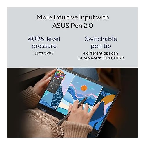 아수스 ASUS Zenbook 14 Flip OLED Laptop, 14a€ OLED Touch Display, Intel Evo Platform, Intel Core i7-1360P CPU, Intel Iris Xe Graphics, 16GB RAM, 1TB SSD, Windows 11 Home, Ponder Blue, UP3404VA-DS74T