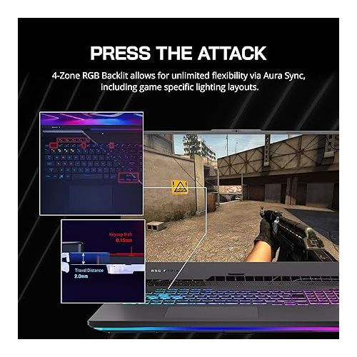 아수스 asus ROG Strix G17 Gaming Laptop, 17.3'' QHD 240Hz Display, AMD Ryzen 9 7845HX, GeForce RTX 4060, 64GB DDR5 RAM, 4TB PCIe SSD, RGB Backlit Keyboard, Win 11 Pro, Gray, 32GB Hotface USB Card