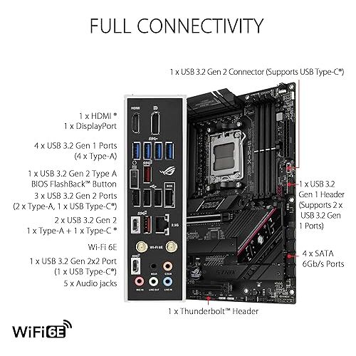 아수스 ASUS ROG Strix B650E-F Gaming WiFi AM5 (LGA1718) Ryzen 7000 Gaming Motherboard(12+2 Power Stages,DDR5,3xM.2 Slots,PCIe® 5.0,WiFi 6E,2.5G LAN,USB 3.2 Gen 2x2 Type-C® Port)