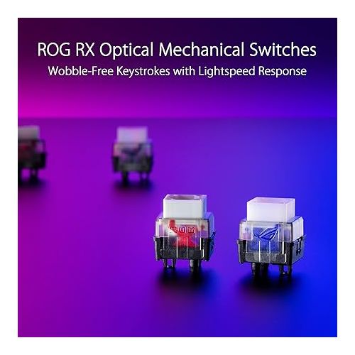 아수스 ASUS ROG Strix Scope RX TKL Wireless Deluxe - 80% Gaming Keyboard, Tri-Mode Connectivity (2.4GHz RF, Bluetooth, Wired), ROG RX Red Optical Mechanical Switches, PBT Keycaps, RGB, Wrist Rest, Black