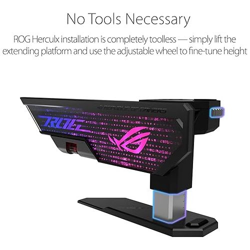 아수스 ASUS ROG Herculx Graphics Card Anti-Sag Holder Bracket (Solid Zinc Alloy Construction, Easy Toolless Installation, Included Spirit Level, Adjustable Height, Wide Compatibility, Aura Sync RGB)