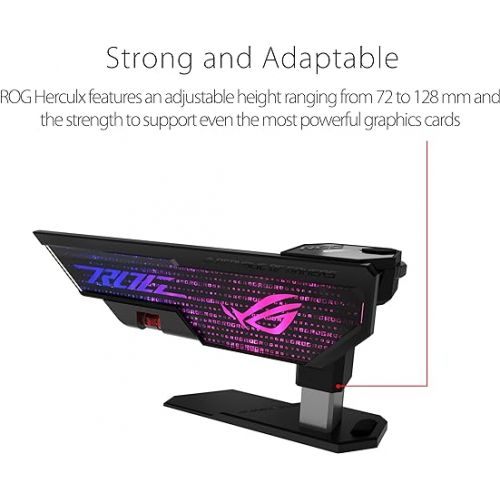 아수스 ASUS ROG Herculx Graphics Card Anti-Sag Holder Bracket (Solid Zinc Alloy Construction, Easy Toolless Installation, Included Spirit Level, Adjustable Height, Wide Compatibility, Aura Sync RGB)