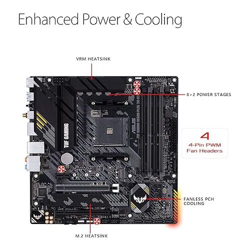 아수스 ASUS TUF Gaming B550-PLUS WiFi II AMD AM4 (3rd Gen Ryzen™) ATX Motherboard (PCIe 4.0, 6, 2.5Gb LAN, BIOS Flashback, USB 3.2 2, Addressable 2 RGB Header and Aura Sync)