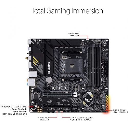 아수스 ASUS TUF Gaming B550-PLUS WiFi II AMD AM4 (3rd Gen Ryzen™) ATX Motherboard (PCIe 4.0, 6, 2.5Gb LAN, BIOS Flashback, USB 3.2 2, Addressable 2 RGB Header and Aura Sync)