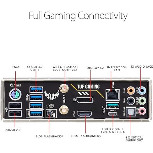 아수스 ASUS TUF Gaming B550-PLUS WiFi II AMD AM4 (3rd Gen Ryzen™) ATX Motherboard (PCIe 4.0, 6, 2.5Gb LAN, BIOS Flashback, USB 3.2 2, Addressable 2 RGB Header and Aura Sync)
