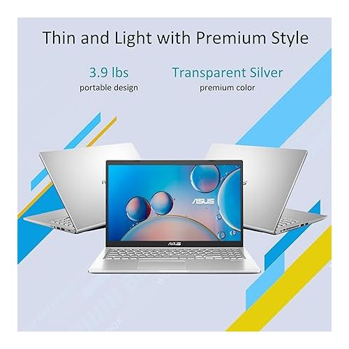 아수스 ASUS Vivobook 15.6” FHD Laptop, AMD Ryzen 3 3250U, 8GB RAM, 128GB SSD, Windows 11 Home in S Mode, Transparent Silver, M515DA-WS33