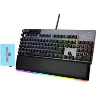 ASUS ROG Strix XA07 Flare II Animate 100% RGB Gaming Keyboard, ROG NX Red Linear Switches, LED Display, PBT Keycaps, Acoustic Dampening Foam, Media Controls, and Wrist Rest (Bundle w/Docztorm Dock)