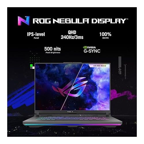 아수스 ASUS ROG Strix G16 (2024) Gaming Laptop, 16” Nebula Display 16:10 QHD 240Hz, GeForce RTX 4060, Intel® Core™ i9-14900HX, 16GB DDR5-5600, 1TB PCIe SSD, Wi-Fi 6E, Windows 11, G614JVR-ES94