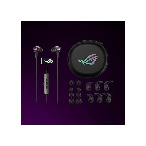 아수스 ASUS ROG Cetra II in-Ear Gaming Headphones | Earbuds, Microphone, ANC, USB-C, Aura Sync RGB Lighting, Bundled Travel Case, Silicon Tips, Compatible with Laptop, Switch, ROG Phone and Smart Devices