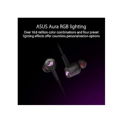 아수스 ASUS ROG Cetra II in-Ear Gaming Headphones | Earbuds, Microphone, ANC, USB-C, Aura Sync RGB Lighting, Bundled Travel Case, Silicon Tips, Compatible with Laptop, Switch, ROG Phone and Smart Devices