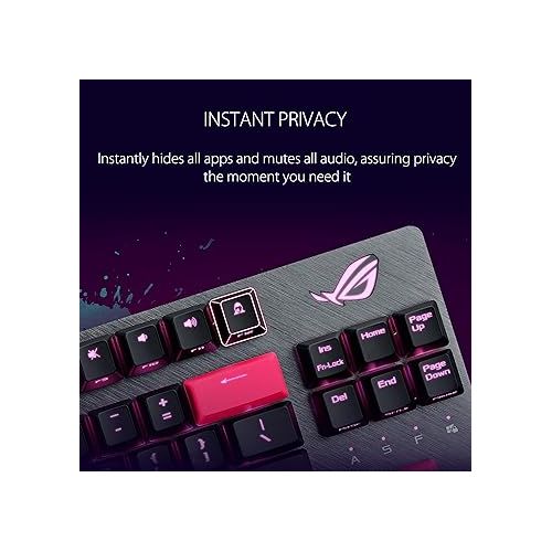 아수스 ASUS ROG Strix Scope TKL Electro Punk Mechanical Gaming Keyboard, Cherry MX Red Switches, 2X Wider Ctrl Key for Greater FPS Precision, Gaming Keyboard for PC, Aura Sync RGB Lighting, Quick-Toggle,Pink