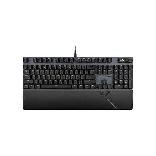 아수스 ASUS ROG Strix Scope II Gaming Keyboard, pre-lubed ROG NX Snow Linear Mechanical switches, Sound-dampening Foam, PBT doubleshot keycaps, Streaming hotkeys, Multi-Function Controls, Wrist Rest