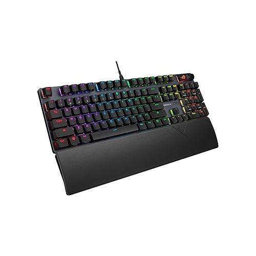 아수스 ASUS ROG Strix Scope II Gaming Keyboard, pre-lubed ROG NX Snow Linear Mechanical switches, Sound-dampening Foam, PBT doubleshot keycaps, Streaming hotkeys, Multi-Function Controls, Wrist Rest