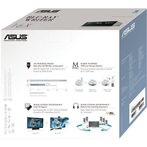 아수스 ASUS BW-16D1HT Internal SATA 16X Blu-ray Disc Rewriter