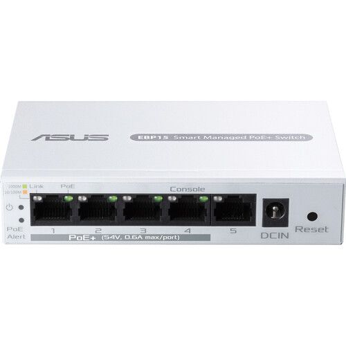 아수스 ASUS ExpertWiFi EBP15 5-Port Gigabit PoE+ Compliant Managed Switch