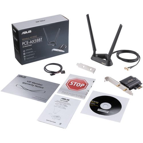 아수스 ASUS PCE-AX58BT AX3000 Dual-Band Wi-Fi 6 (802.11ax) PCI-E Adapter