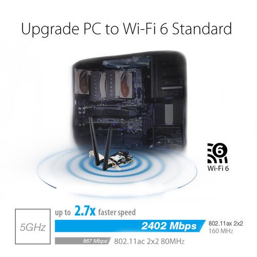 아수스 ASUS PCE-AX3000 PCIe Dual-Band Wi-Fi 6 Adapter