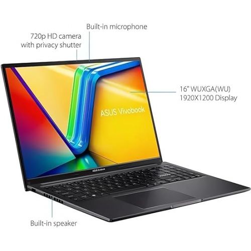 아수스 ASUS Vivobook 16 Laptop, 16” WUXGA Micro-Edge Display, 12th Gen Intel 10-Cores i7-1255U (Up to 4.7GHz), 40GB RAM, 1TB PCIe SSD, 180° Lay-Flat, Webcam, Keypad, USB-C, HDMI, SPS HDMI Cable, Win 11 Pro