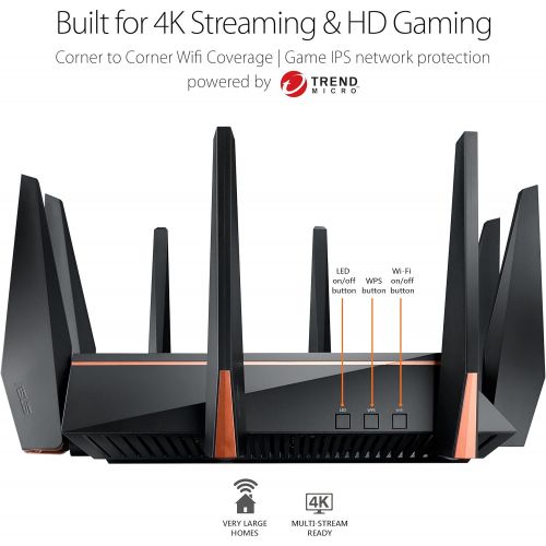 아수스 [아마존 핫딜]  [아마존핫딜]ASUS Gaming Router Tri-band WiFi (Up to 5334 Mbps) for VR & 4K streaming, 1.8GHz Quad-Core processor, Gaming Port, Whole Home Mesh System, & AiProtection network with 8 x Gigabit L