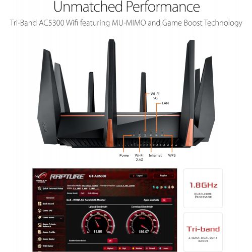아수스 [아마존 핫딜]  [아마존핫딜]ASUS Gaming Router Tri-band WiFi (Up to 5334 Mbps) for VR & 4K streaming, 1.8GHz Quad-Core processor, Gaming Port, Whole Home Mesh System, & AiProtection network with 8 x Gigabit L