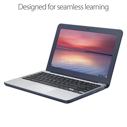 아수스 ASUS Chromebook C202SA-YS02 11.6 Ruggedized and Water Resistant Design with 180 Degree (Intel Celeron 4 GB, 16GB eMMC, Dark Blue, Silver)