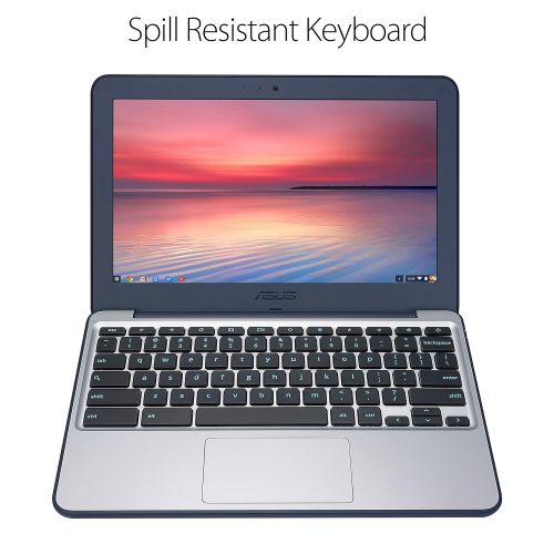 아수스 ASUS Chromebook C202SA-YS02 11.6 Ruggedized and Water Resistant Design with 180 Degree (Intel Celeron 4 GB, 16GB eMMC, Dark Blue, Silver)