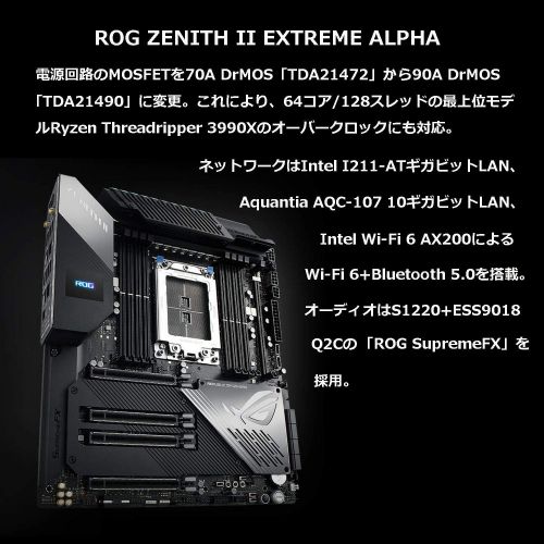 아수스 ASUS ROG Zenith II Extreme Alpha TRX40 Gaming AMD 3rd Gen Ryzen Threadripper sTRX4 EATX Motherboard with 16 Infineon Power Stages, PCIe 4.0, Wi-Fi 6 (802.11ax), USB 3.2 Gen 2x2 and