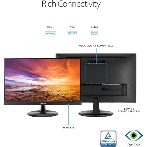 아수스 ASUS VT229H 21.5 Monitor 1080P IPS 10-Point Touch Eye Care with HDMI VGA