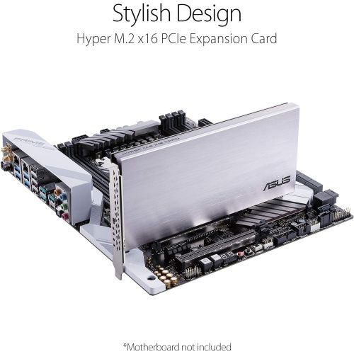 아수스 ASUS Hyper M.2 X16 PCIe 4.0 X4 Expansion Card Supports 4 NVMe M.2 (2242/2260/2280/22110) up to 256Gbps for AMD 3rd Ryzen sTRX40, AM4 Socket and Intel VROC NVMe Raid