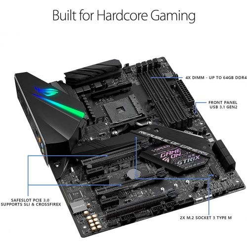 아수스 ASUS ROG Strix X470-F Gaming AMD Ryzen 2 AM4 DDR4 DP HDMI M.2 ATX Motherboard
