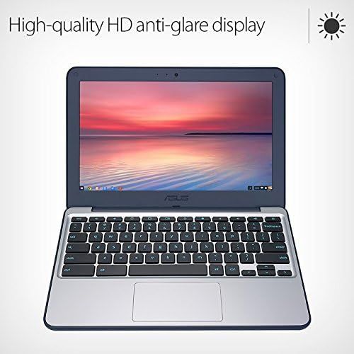 아수스 Asus Chromebook C202SA-YS01 11.6 Ruggedized and Spill Resistant Keyboard Design with 180 Degree Hinge (Intel Celeron 2GB, 16GB eMMC, Dark Blue)