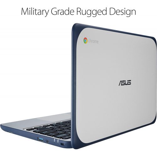 아수스 Asus Chromebook C202SA-YS01 11.6 Ruggedized and Spill Resistant Keyboard Design with 180 Degree Hinge (Intel Celeron 2GB, 16GB eMMC, Dark Blue)
