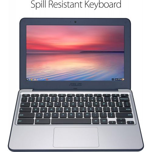 아수스 Asus Chromebook C202SA-YS01 11.6 Ruggedized and Spill Resistant Keyboard Design with 180 Degree Hinge (Intel Celeron 2GB, 16GB eMMC, Dark Blue)