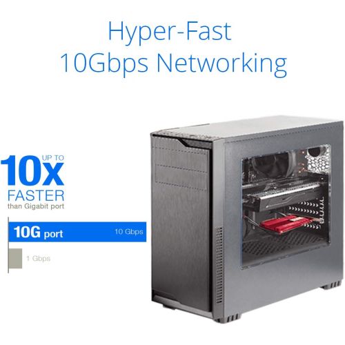아수스 Asus 10Gbps Gigabit Ethernet PCI Express, Network Adapter PCIe 2.0/3.0 X4 SFP+ Network Card/Ethernet Card Support Fiber Optic (XG-C100F)