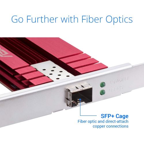 아수스 Asus 10Gbps Gigabit Ethernet PCI Express, Network Adapter PCIe 2.0/3.0 X4 SFP+ Network Card/Ethernet Card Support Fiber Optic (XG-C100F)