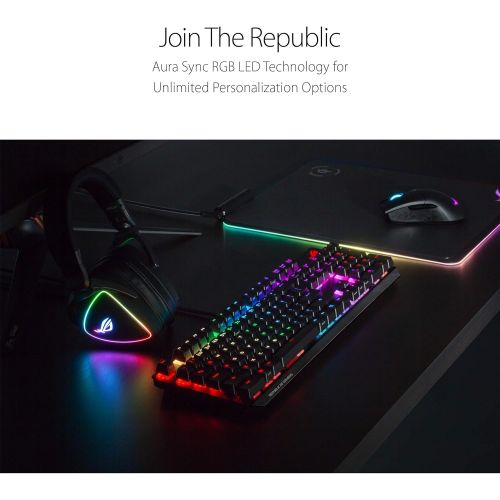 아수스 Asus ROG Strix Scope RGB Mechanical Gaming Keyboard with Cherry MX Red Switches, Aura Sync RGB Lighting, Quick-Toggle Shortcut, 2X Wider Ergonomic Ctrl Key for Greater FPS Precisio