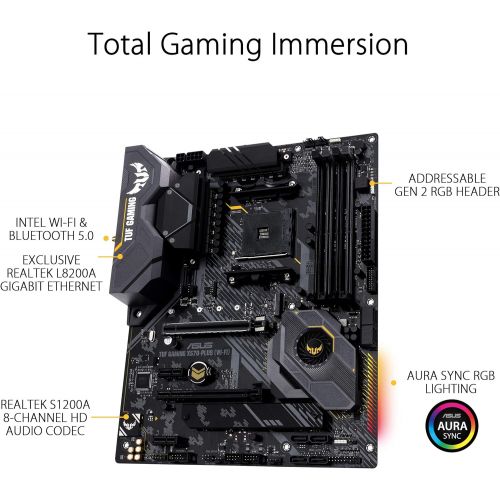 아수스 ASUS AM4 TUF Gaming X570-Plus (Wi-Fi) ATX Motherboard with PCIe 4.0, Dual M.2, 12+2 with Dr. MOS Power Stage, HDMI, DP, SATA 6Gb/s, USB 3.2 Gen 2 and Aura Sync RGB Lighting