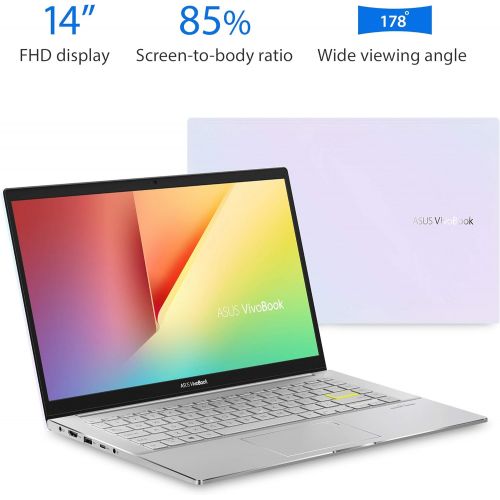 아수스 ASUS VivoBook S14 S433 Thin and Light Laptop, 14” FHD, Intel Core i5-10210U CPU, 8GB DDR4 RAM, 512GB PCIe SSD, Windows 10 Home, S433FA-DS51-WH, Dreamy White